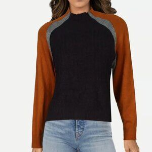 French Connection Colorblock Mock Neck Sweater Pullover